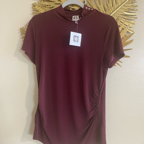 Anne Klein Tops - Anne Klein Burgundy Short Sleeve Top